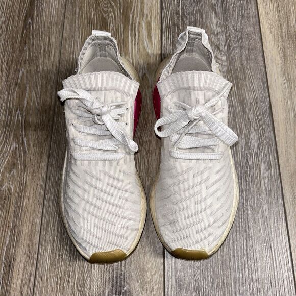 Adidas NMD R2 Primeknit BY9954 Women’s US Size 7.5 White Pink Sneaker Shoes - Picture 4 of 11
